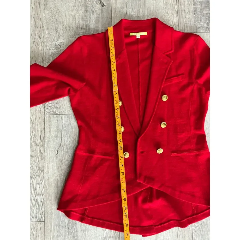 Gianni Bini Women’s M Red Wool Blend Double Breasted Gold Button Blazer